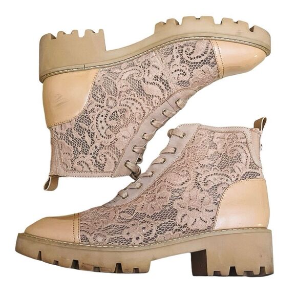 Donald Pliner Ankle Boot Women’s Eliaa Blush Patent Lace-Up Combat Shoes - Picture 5 of 15